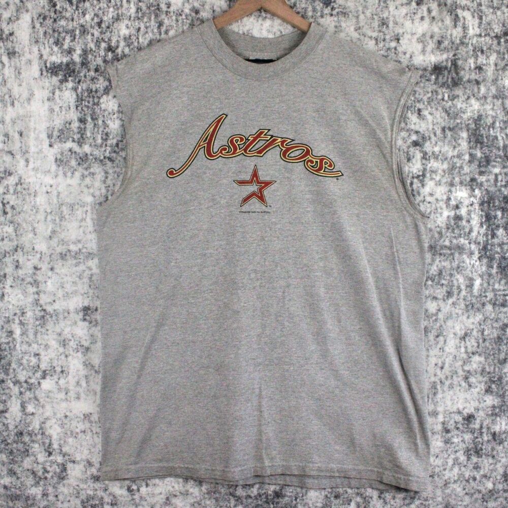 Vintage 2002 Houston Astros Baseball Tank Top Sleeveless Shirt Men’s XL Gray